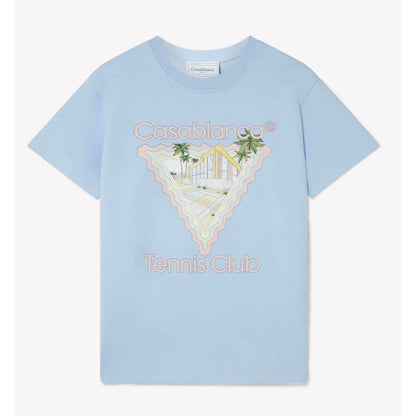 Blue Cotton T-Shirt-Casablanca-LabelTerrace.com