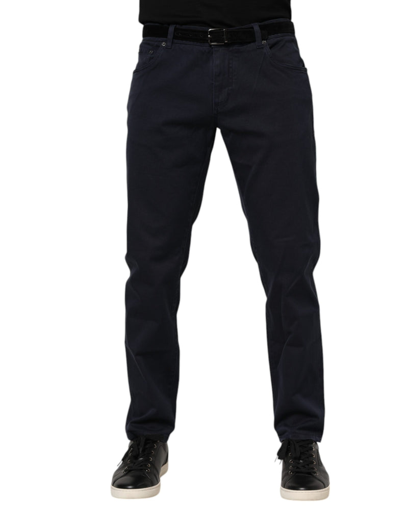 Blue Cotton Tapered Denim Jeans-Dolce & Gabbana-LabelTerrace.com