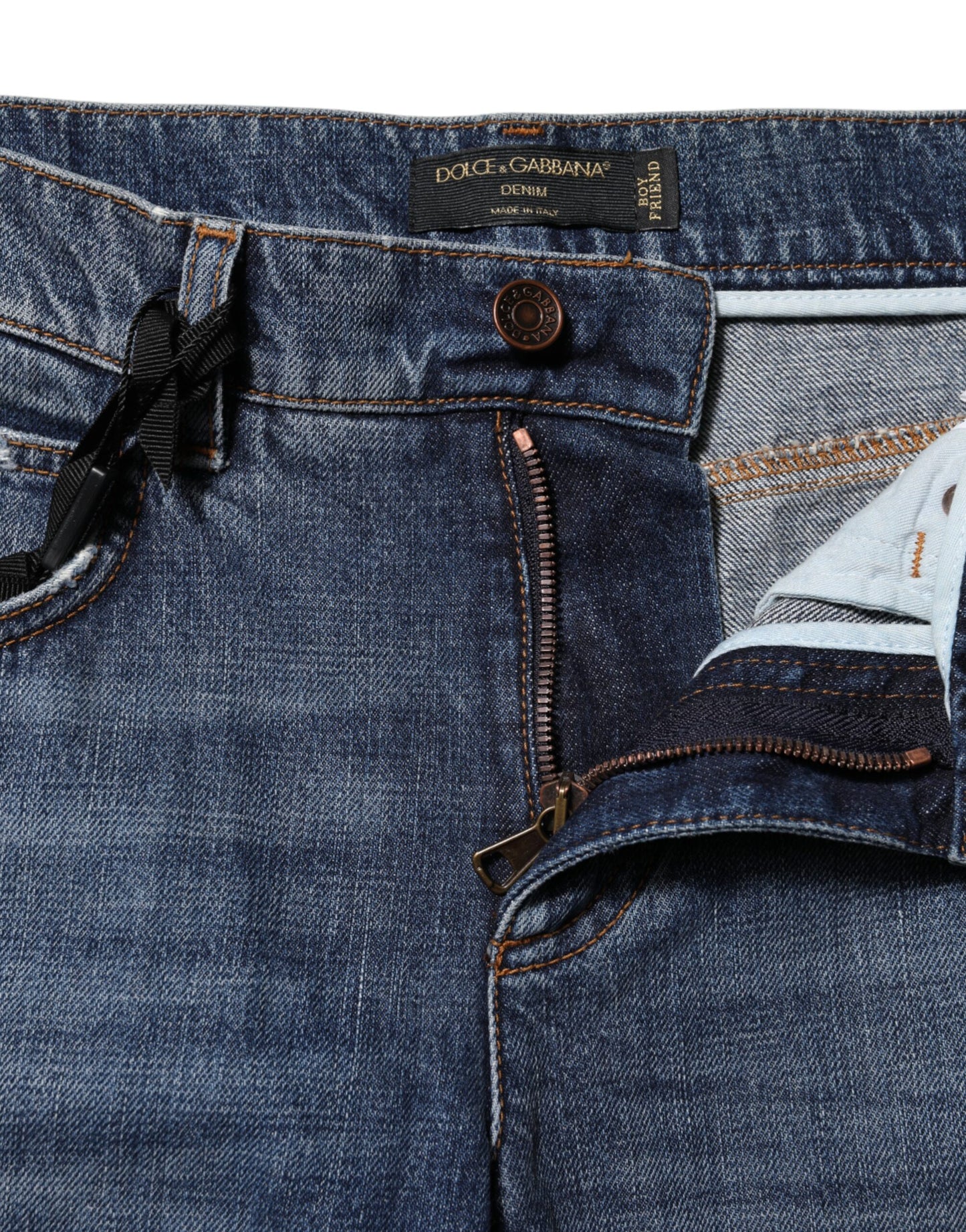 Blue Cotton Tattered Boyfriend Denim Jeans-Dolce & Gabbana-LabelTerrace.com