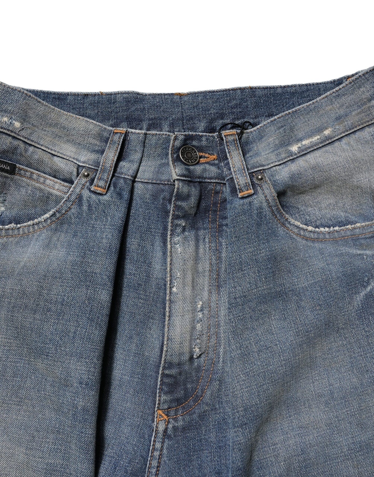 Blue Cotton Tattered Men Denim Jeans-Dolce & Gabbana-LabelTerrace.com