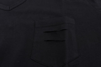 Blue Cotton V-neck T-Shirt-Daniele Alessandrini-LabelTerrace.com