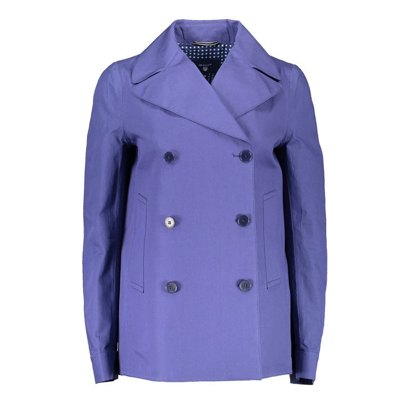 Blue Cotton Women Coat Jacket