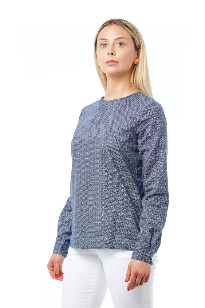 Blue Cotton Women Shirt-Bagutta-LabelTerrace.com