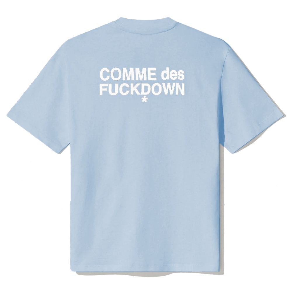 Blue Cotton Women T-Shirt-Comme Des Fuckdown-LabelTerrace.com