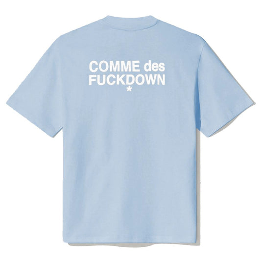 Blue Cotton Women T-Shirt-Comme Des Fuckdown-LabelTerrace.com