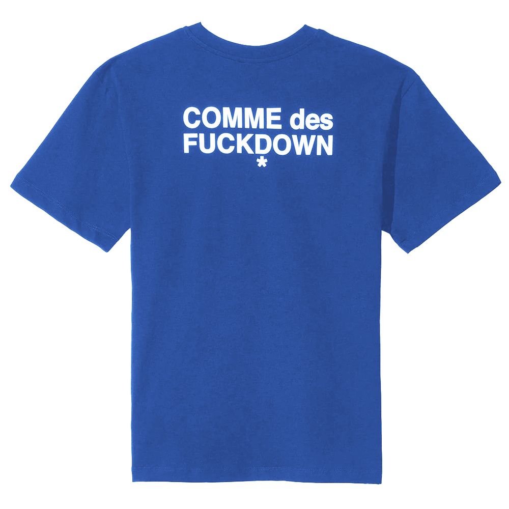 Blue Cotton Women T-Shirt-Comme Des Fuckdown-LabelTerrace.com