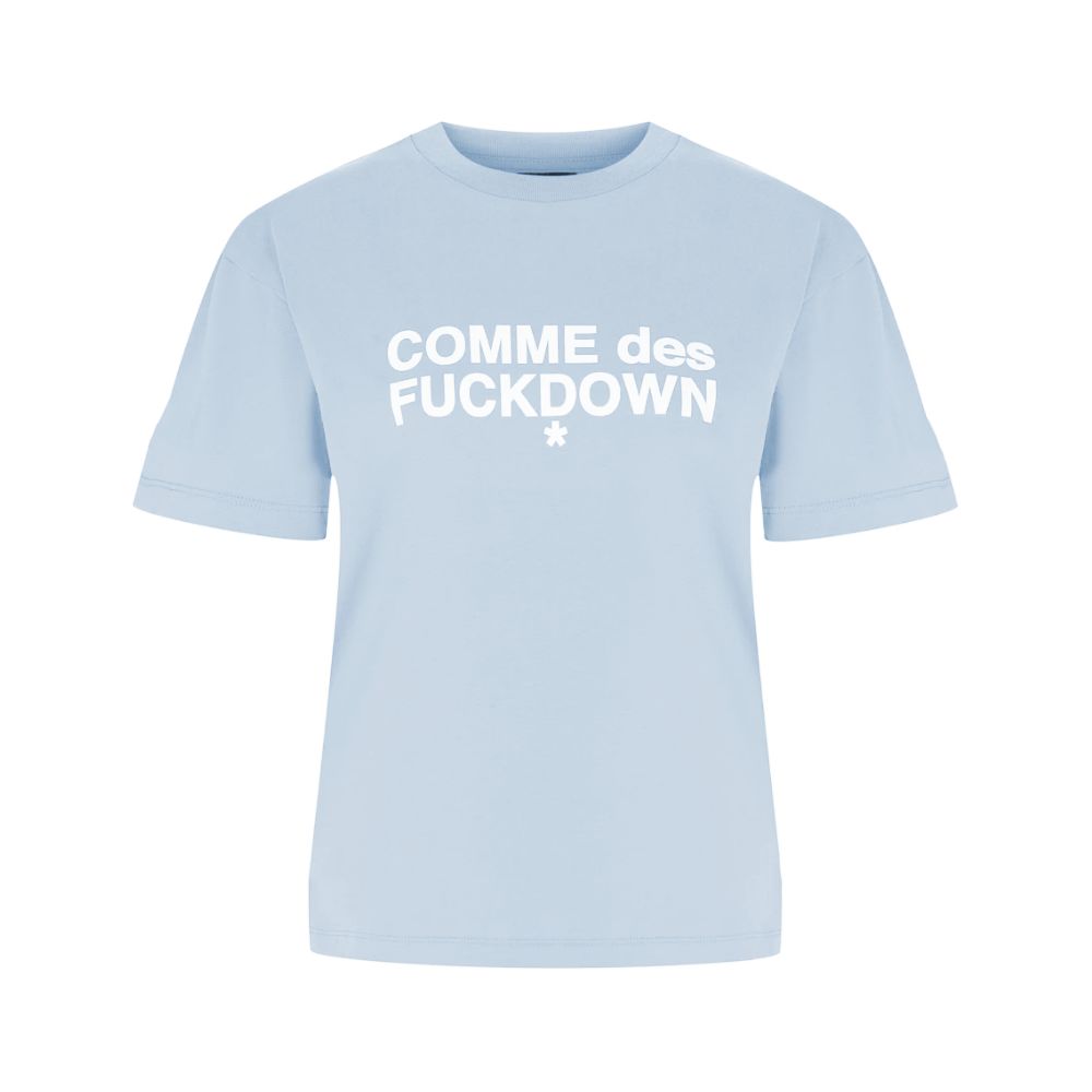 Blue Cotton Women T-Shirt-Comme Des Fuckdown-LabelTerrace.com