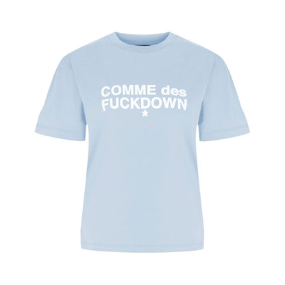 Blue Cotton Women T-Shirt-Comme Des Fuckdown-LabelTerrace.com