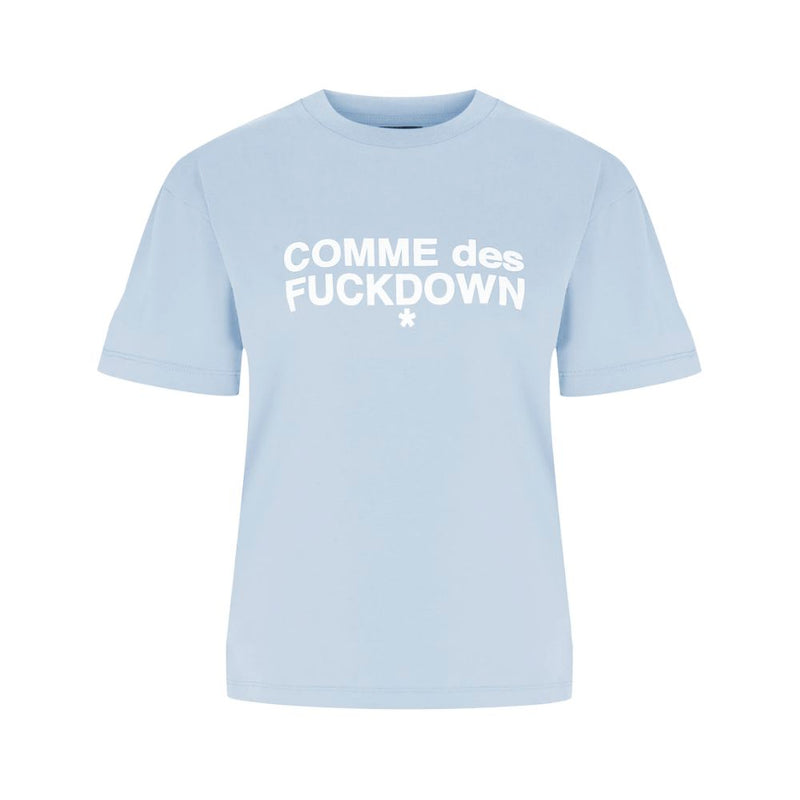 Blue Cotton Women T-Shirt-Comme Des Fuckdown-LabelTerrace.com