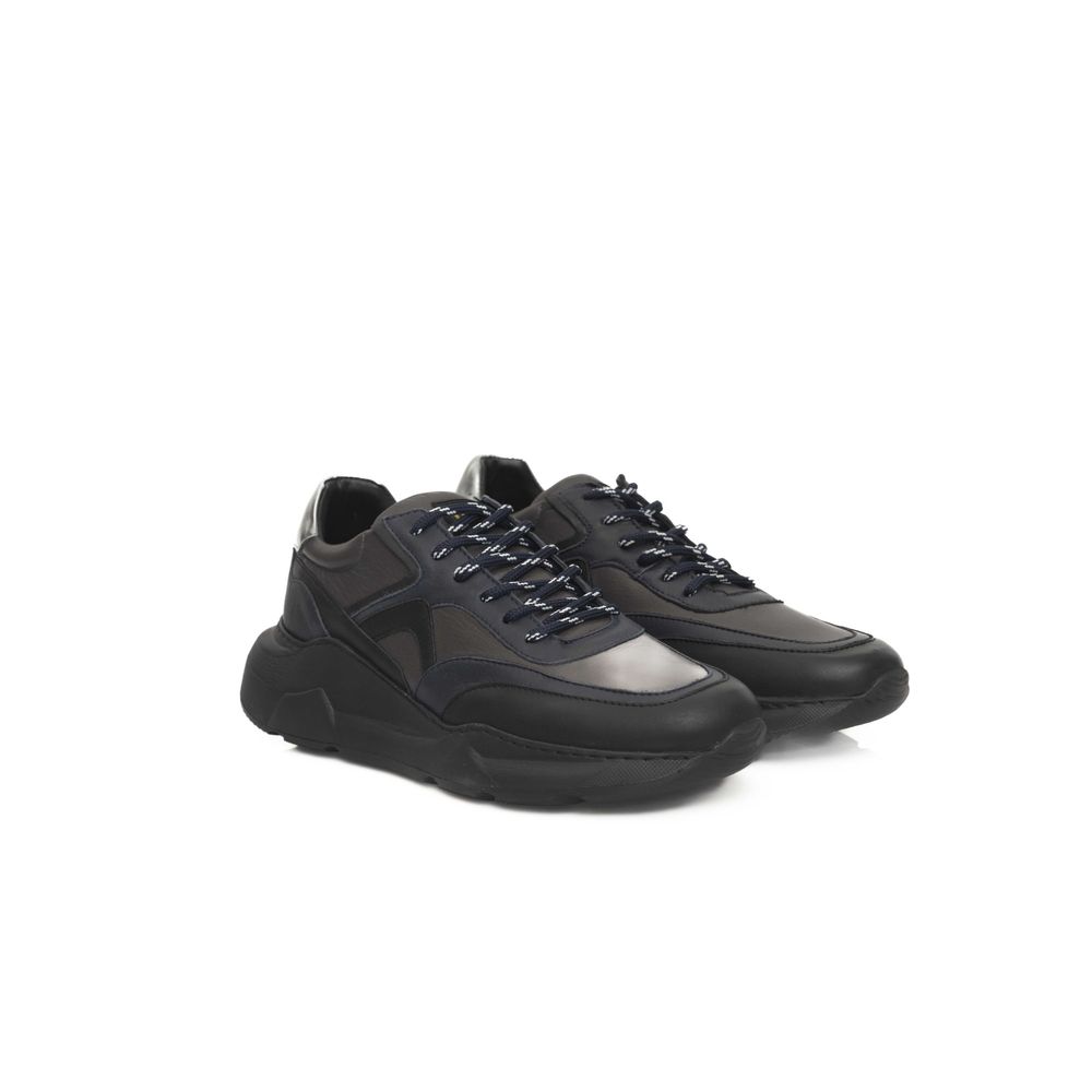 Blue Cowhide Men Sneaker-Cerruti 1881-LabelTerrace.com
