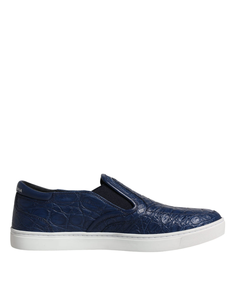 Blue Croc Exotic Leather Men Sneakers Shoes-Dolce & Gabbana-LabelTerrace.com