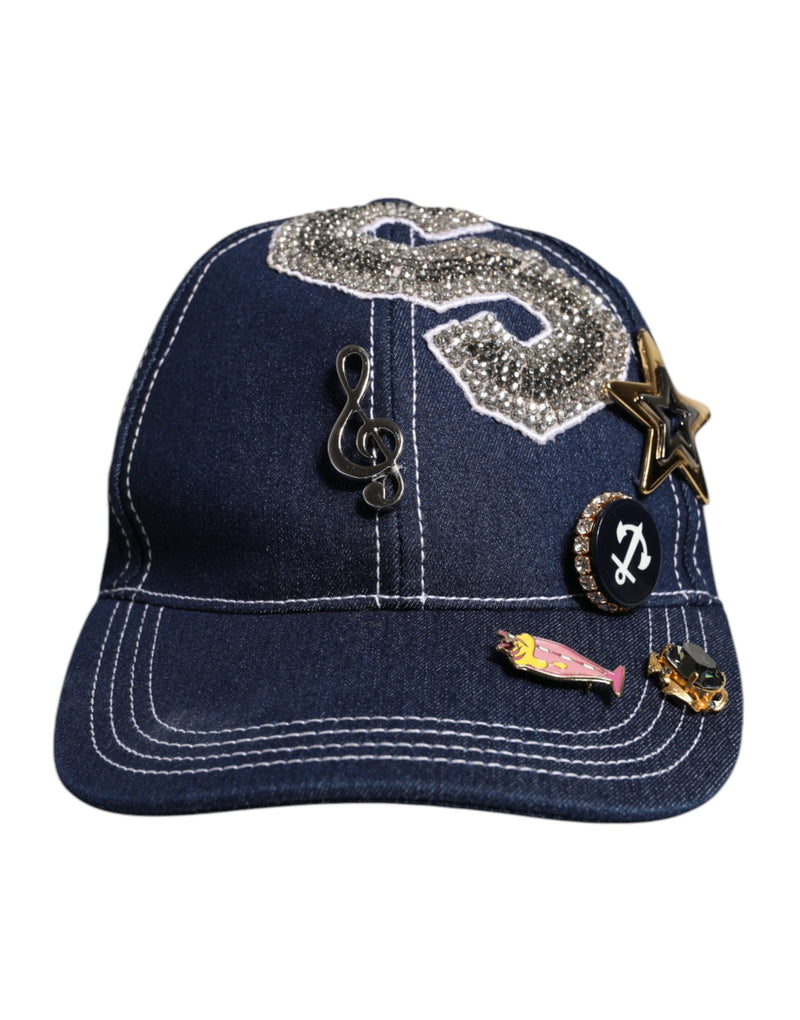 Blue Crystal Embellishment Baseball Cap-Dolce & Gabbana-LabelTerrace.com