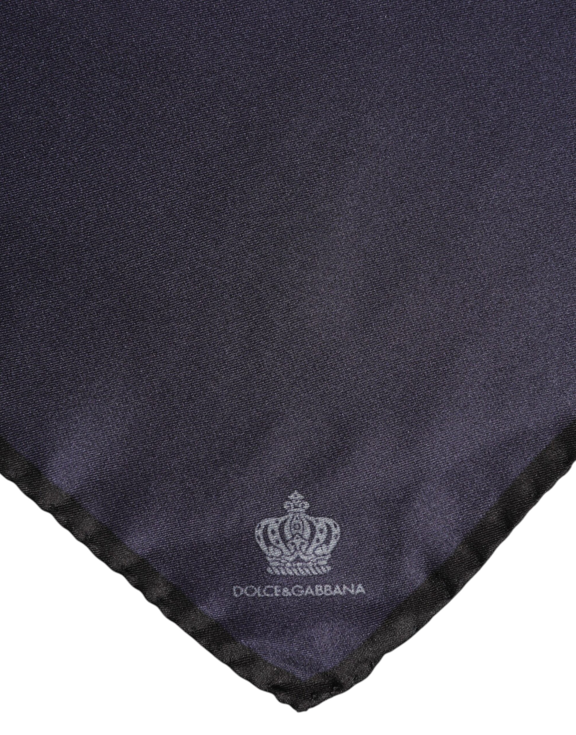 Blue DG Crown Silk Square Men Foulard Scarf-Dolce & Gabbana-LabelTerrace.com