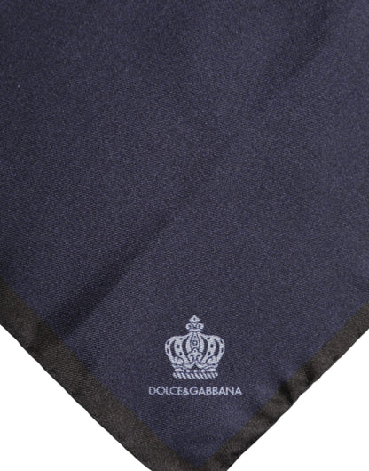 Blue DG Crown Silk Square Men Foulard Scarf-Dolce & Gabbana-LabelTerrace.com
