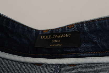 Blue Denim Crystal Embellished Pants Jeans