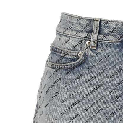 Logo Print Denim Skirt-Balenciaga-LabelTerrace.com