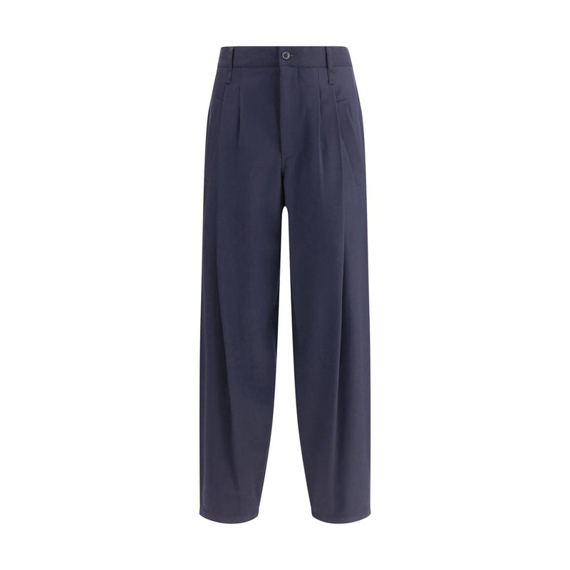 Blue Fleece Wool Casual Pants