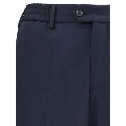 Blue Fleece Wool Chino Pants