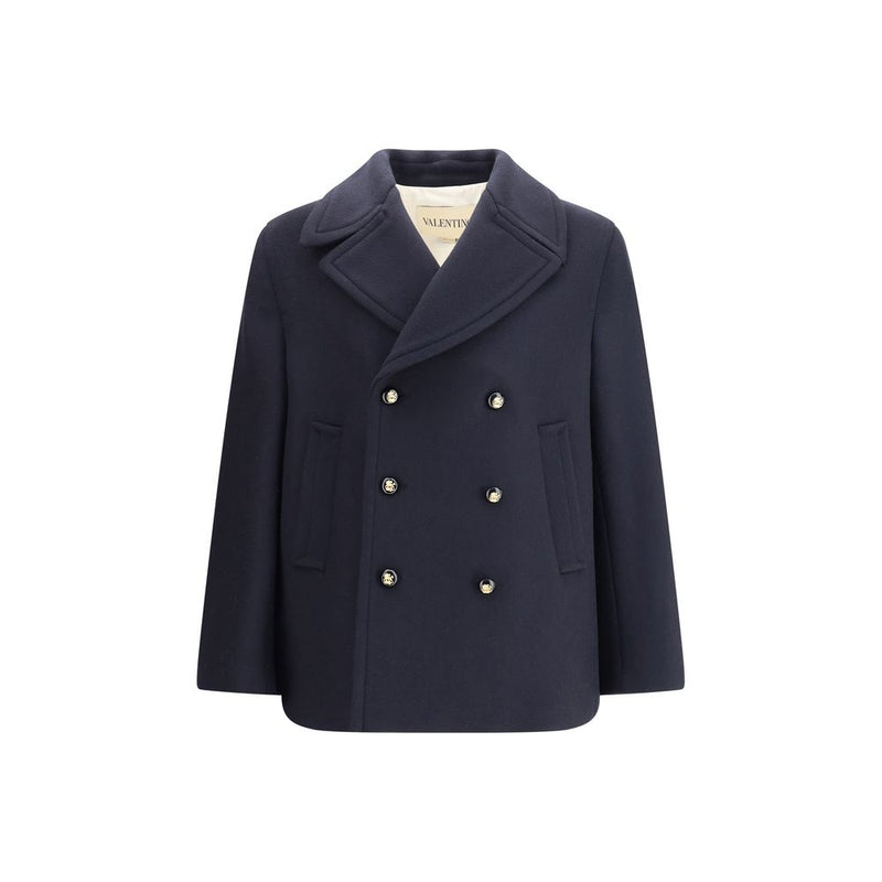 Blue Fleece Wool Coat