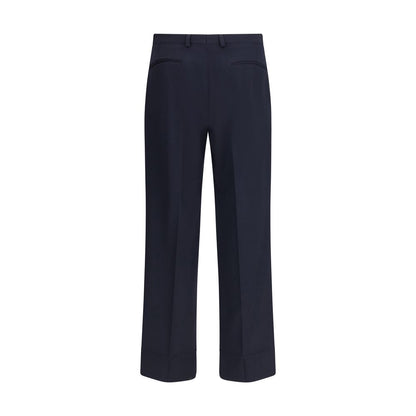 Blue Fleece Wool Dress Pants