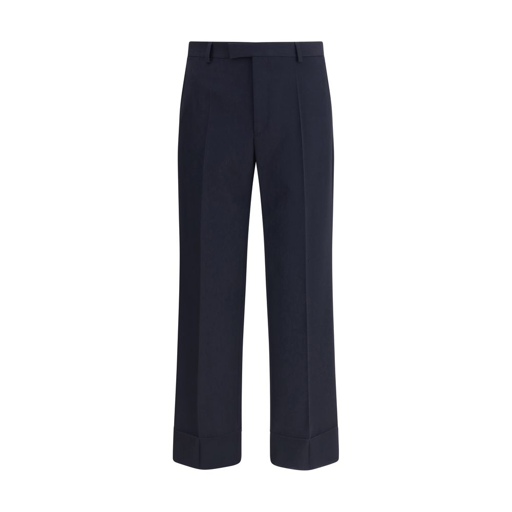 Blue Fleece Wool Dress Pants