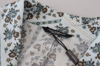 Blue Floral Cotton Robe Coat Jacket