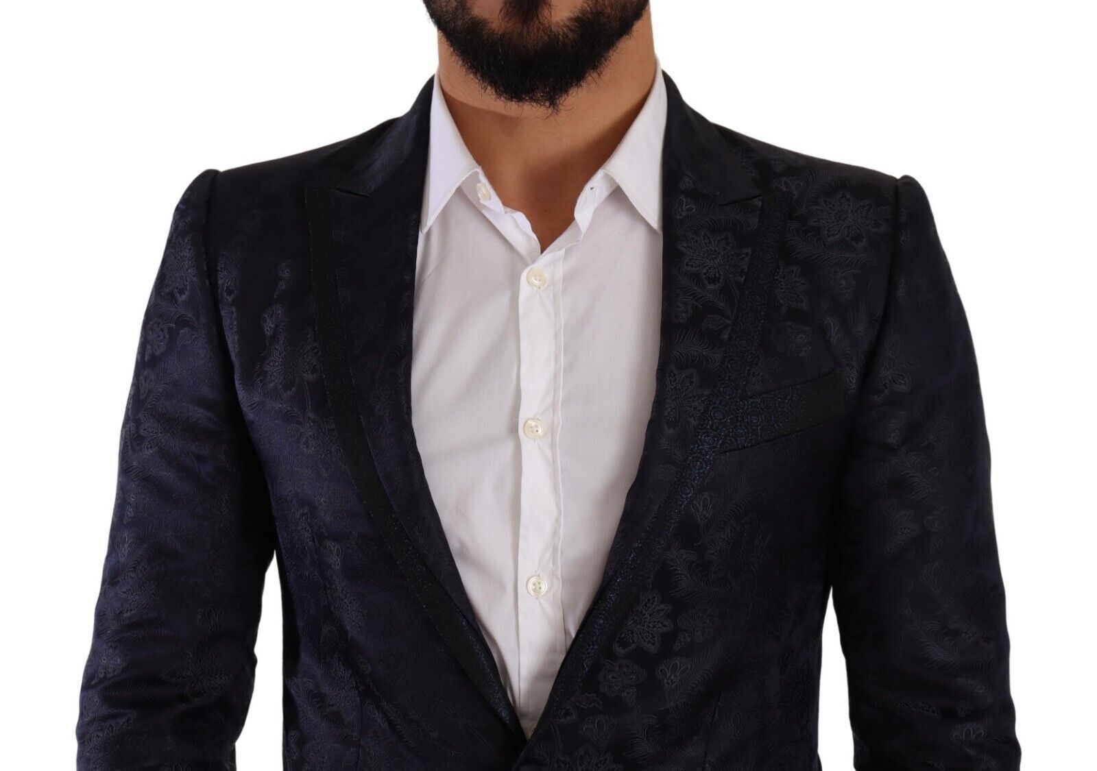 Blue Floral Jacquard Silk Coat MARTINI Blazer-Dolce & Gabbana-LabelTerrace.com