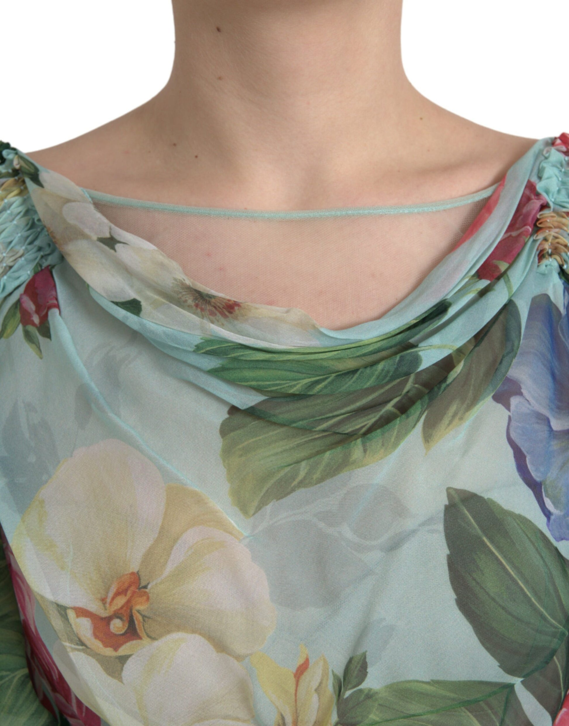 Blue Floral Print Tiered Long Maxi Dress-Dolce & Gabbana-LabelTerrace.com