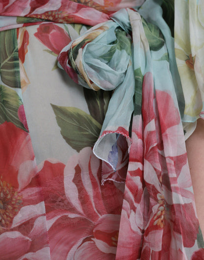 Blue Floral Print Tiered Long Maxi Dress-Dolce & Gabbana-LabelTerrace.com