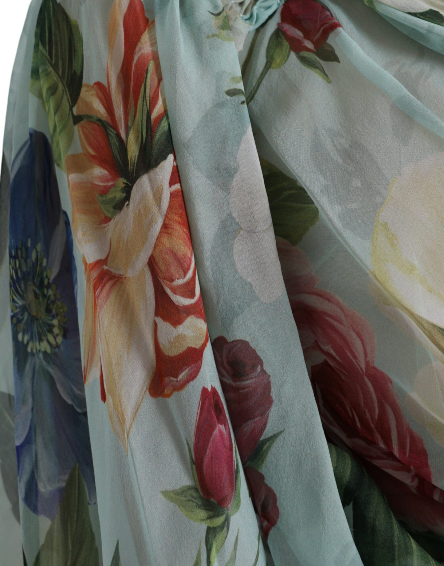 Blue Floral Print Tiered Long Maxi Dress-Dolce & Gabbana-LabelTerrace.com