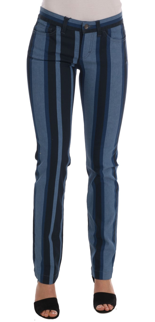 Blue GIRLY Striped Cotton Jeans-Dolce & Gabbana-LabelTerrace.com