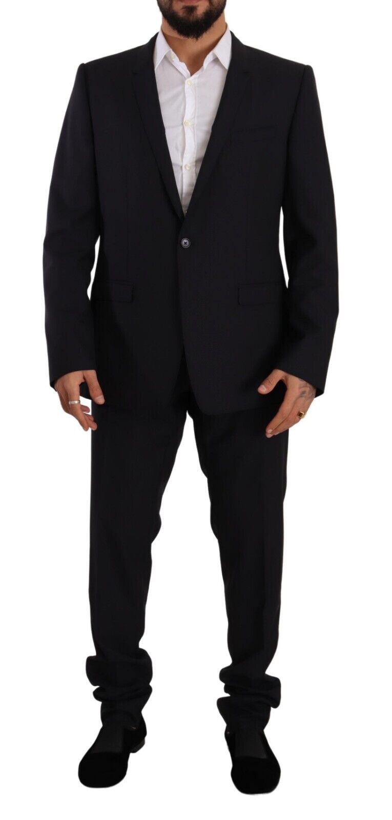 Blue GOLD Wool Single Breasted 2 Piece Suit-Dolce & Gabbana-LabelTerrace.com
