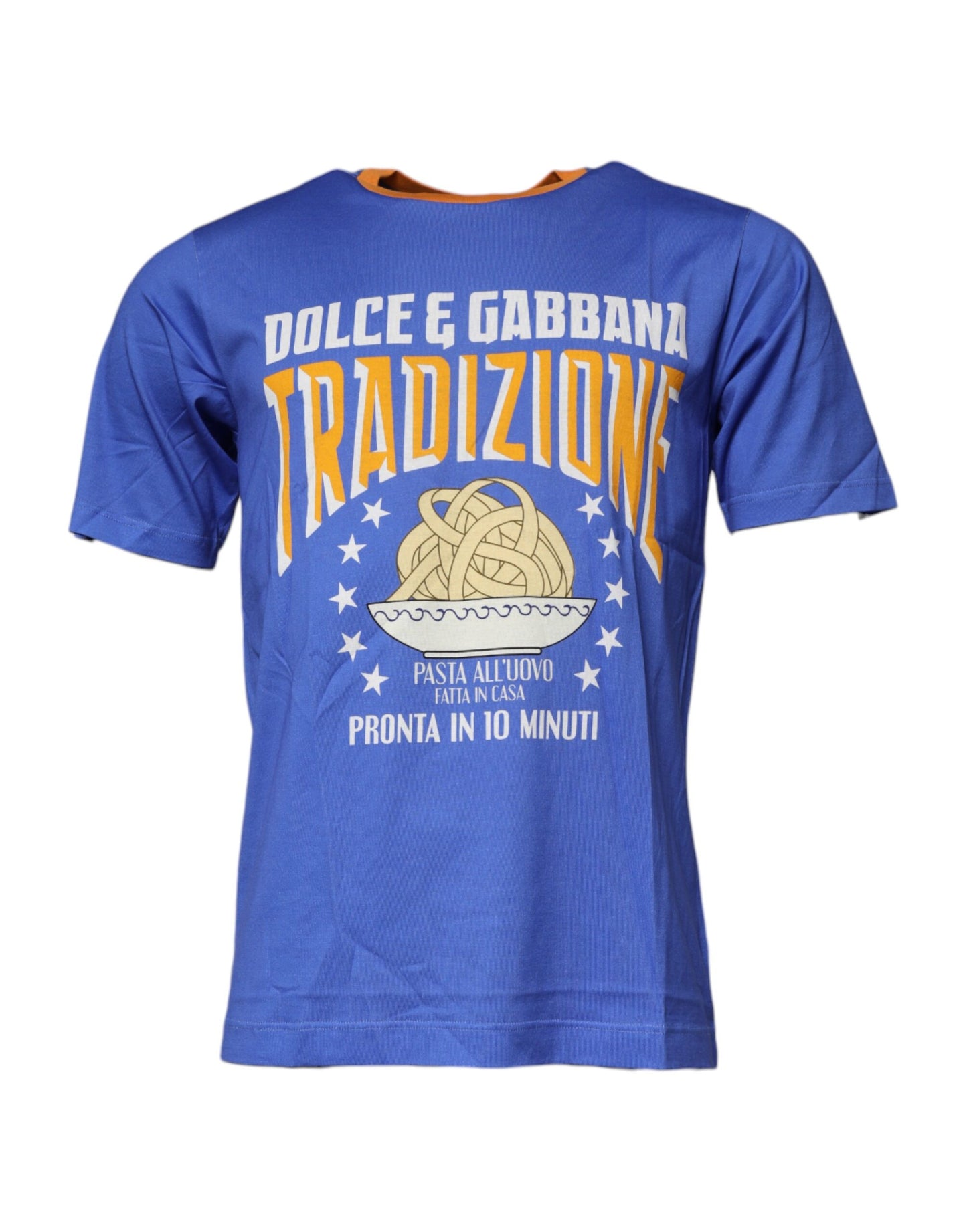 Blue Graphic Print Cotton Crew Neck T-shirt-Dolce & Gabbana-LabelTerrace.com