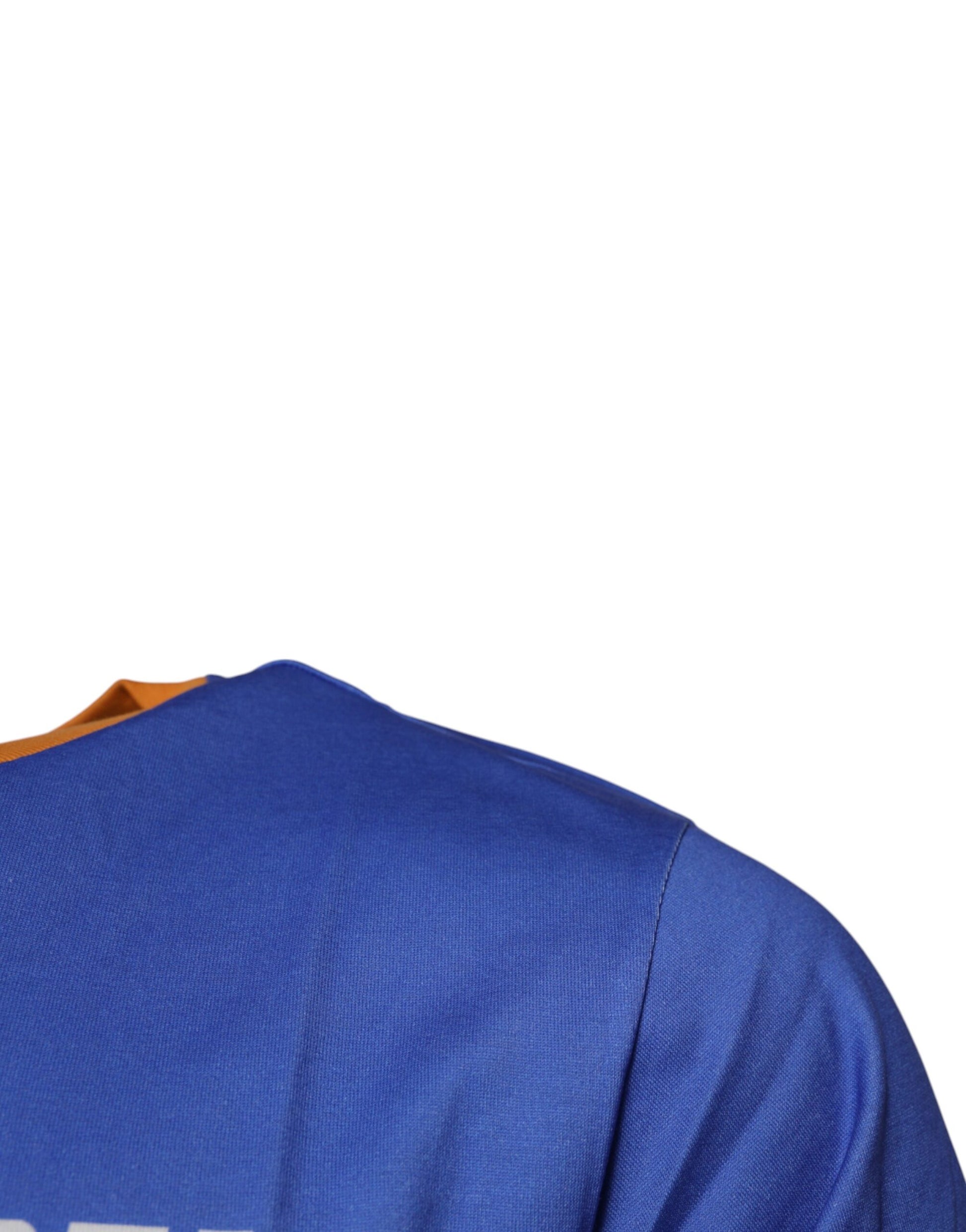 Blue Graphic Print Cotton Crew Neck T-shirt-Dolce & Gabbana-LabelTerrace.com