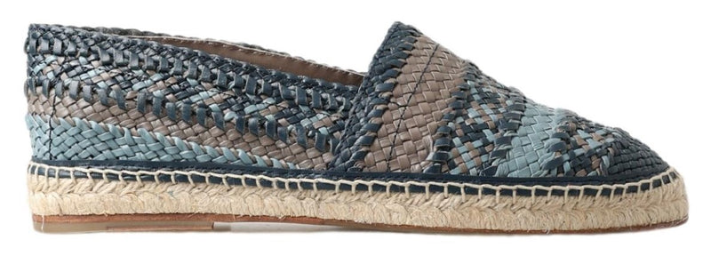 Blue Gray Leather Buffalo Espadrille Shoes-Dolce & Gabbana-LabelTerrace.com
