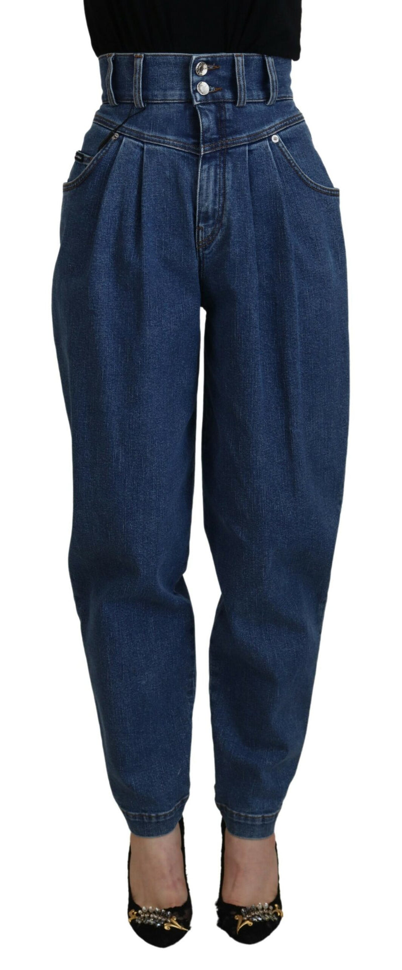 Blue High Waist Denim Cotton Stretch Jeans-Dolce & Gabbana-LabelTerrace.com