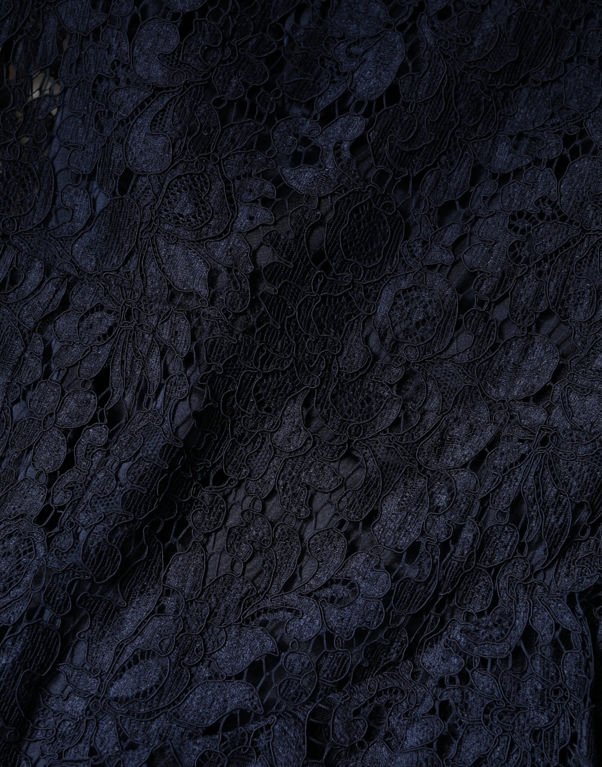 Blue Lace Ruffle A-line Knee Length Dress