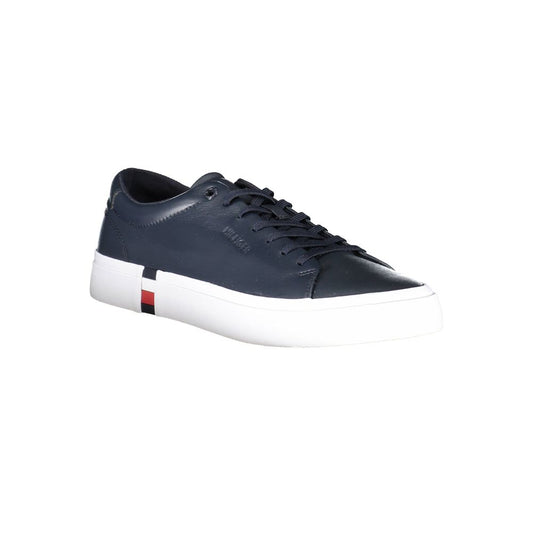 Blue Leather Men Sneaker-Tommy Hilfiger-LabelTerrace.com
