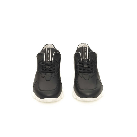 Blue Leather Men Sneaker-Cerruti 1881-LabelTerrace.com