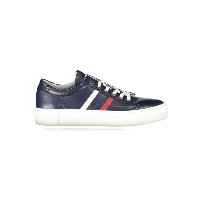 Blue Leather Men Sneaker-Tommy Hilfiger-LabelTerrace.com