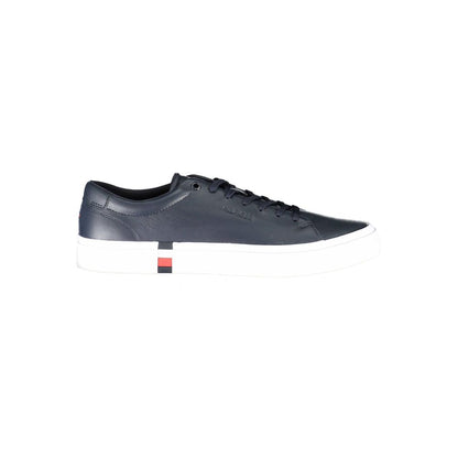 Blue Leather Men Sneaker-Tommy Hilfiger-LabelTerrace.com