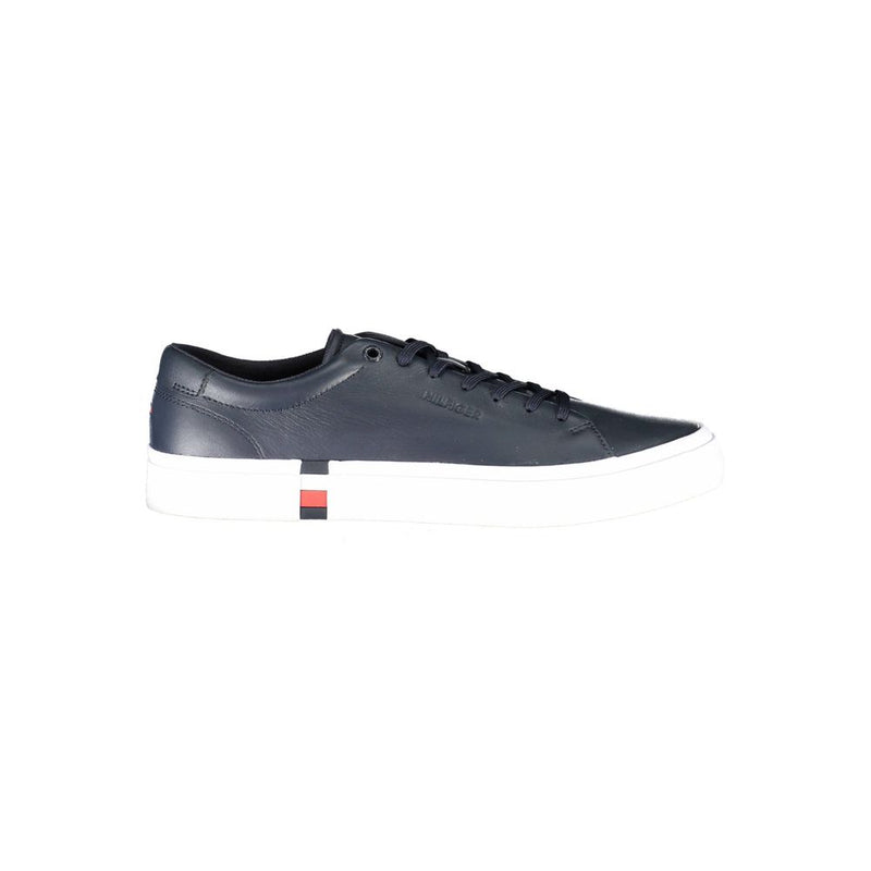Blue Leather Men Sneaker-Tommy Hilfiger-LabelTerrace.com