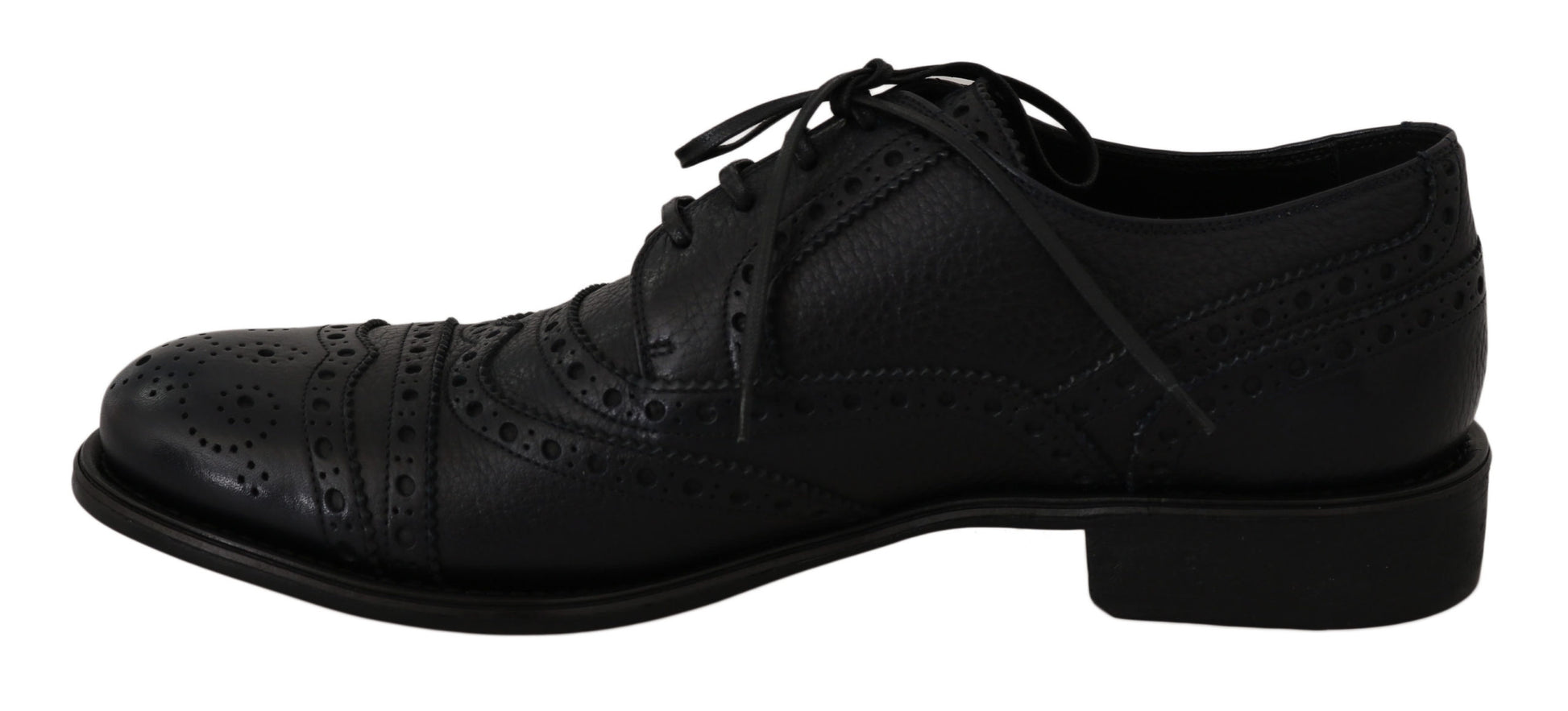 Blue Leather Wingtip Oxford Dress Shoes