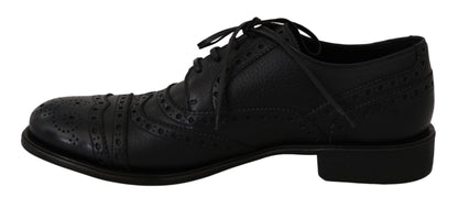 Blue Leather Wingtip Oxford Dress Shoes