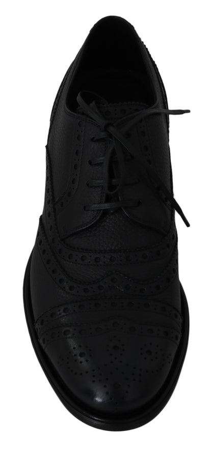 Blue Leather Wingtip Oxford Dress Shoes