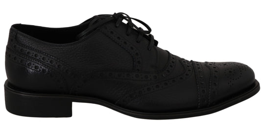 Blue Leather Wingtip Oxford Dress Shoes