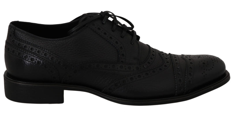Blue Leather Wingtip Oxford Dress Shoes-Dolce & Gabbana-LabelTerrace.com