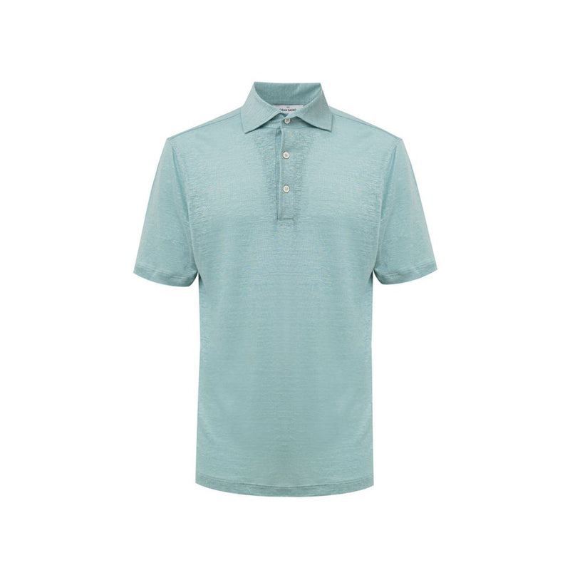 Blue Linen Polo Shirt-Gran Sasso-LabelTerrace.com