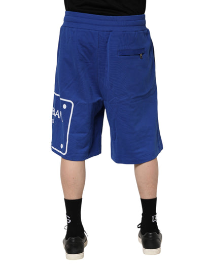 Blue Logo Cotton Bermuda Sweatshorts Shorts-Dolce & Gabbana-LabelTerrace.com