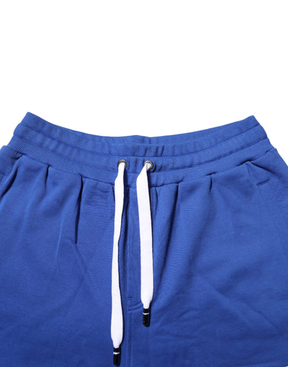 Blue Logo Cotton Bermuda Sweatshorts Shorts-Dolce & Gabbana-LabelTerrace.com